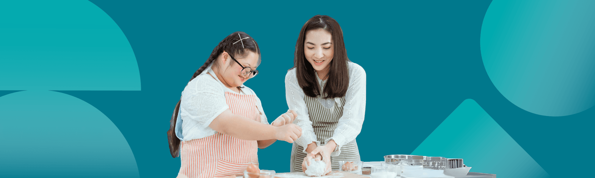 IMAGE: A person with disability is learning to cook in the kitchen with their Occupational Therapist